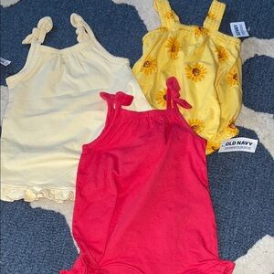 Old Navy Baby Romper Set - Red, Yellow with sunflowers, pale yellow